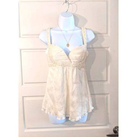 Vintage Y2K BEBE Silk Sweetheart neckline Top with Pearl Details - Picture 1 of 5